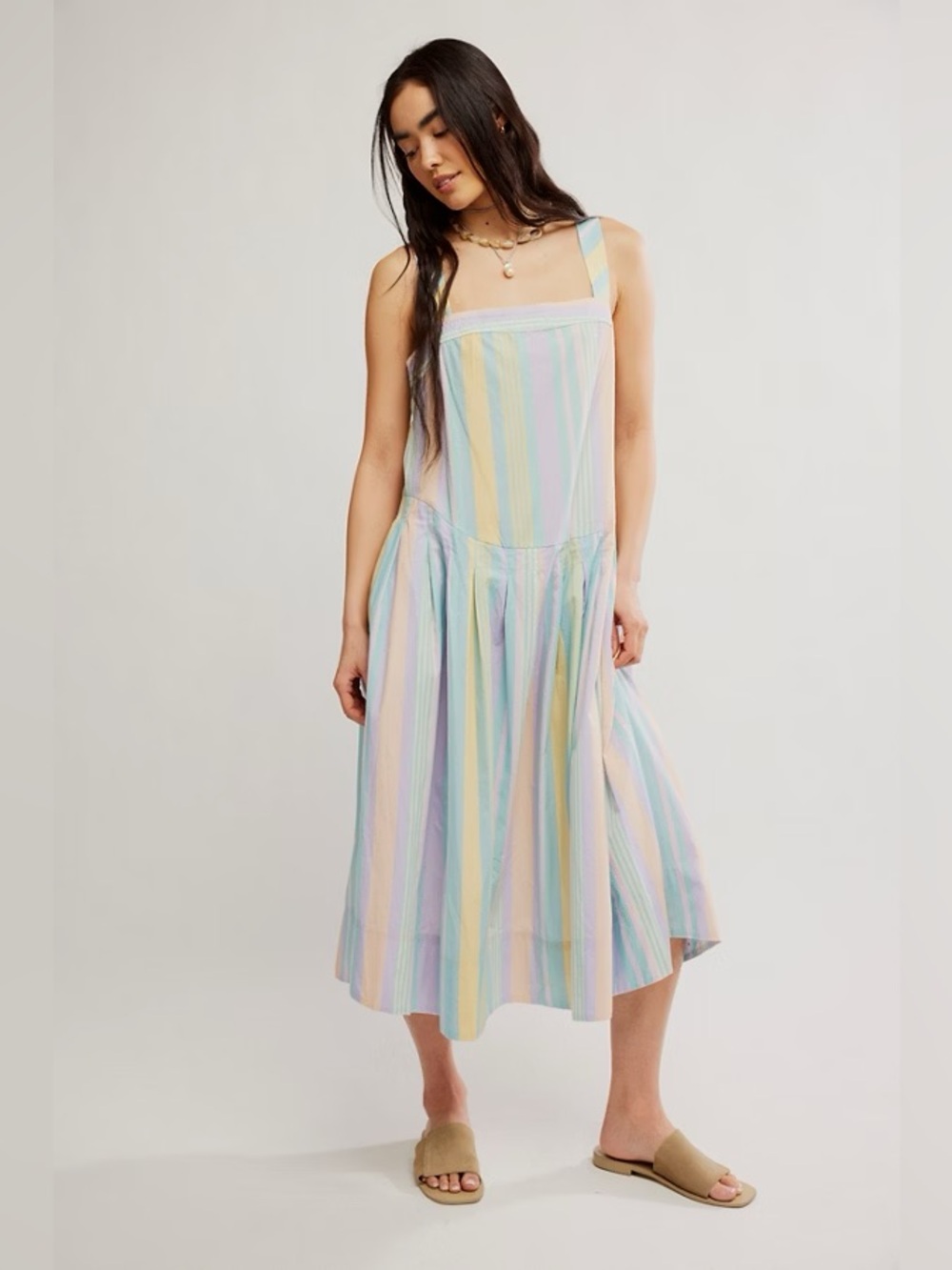 NWT Free People Primavera Striped Midi Dress Sz L